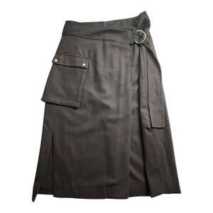 Babaton 1-01‎ Wmn's Sz 6 Light Black Wool Blend Reae Zip Belt Strap 26" Skirt